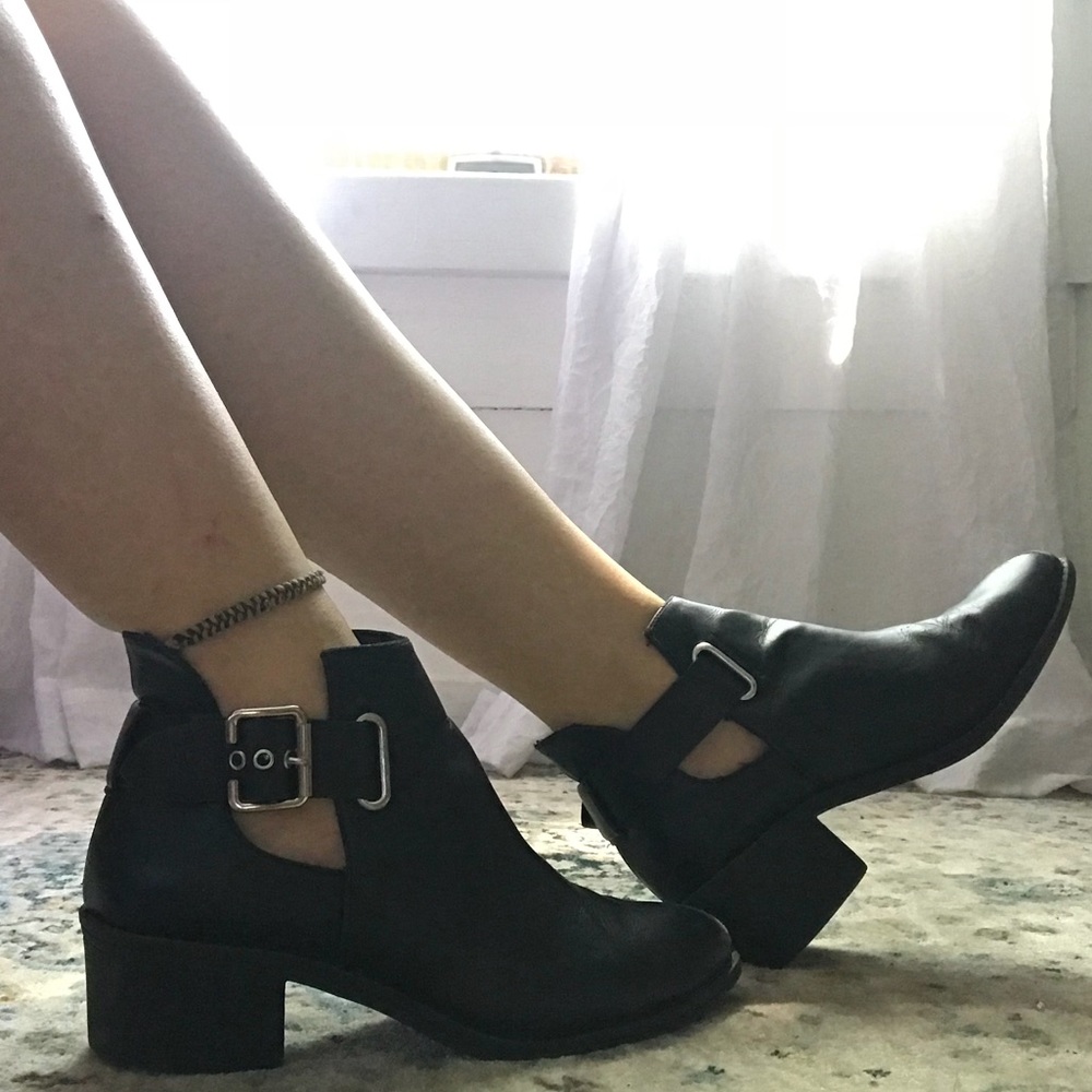 H&M Divided brand leather buckled ankle boots
